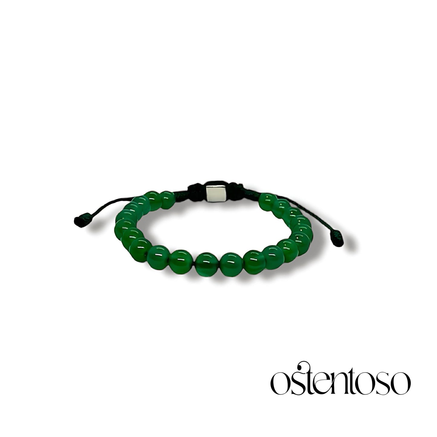 Pulsera Agata verde esférica tamaño No. 6 mm.