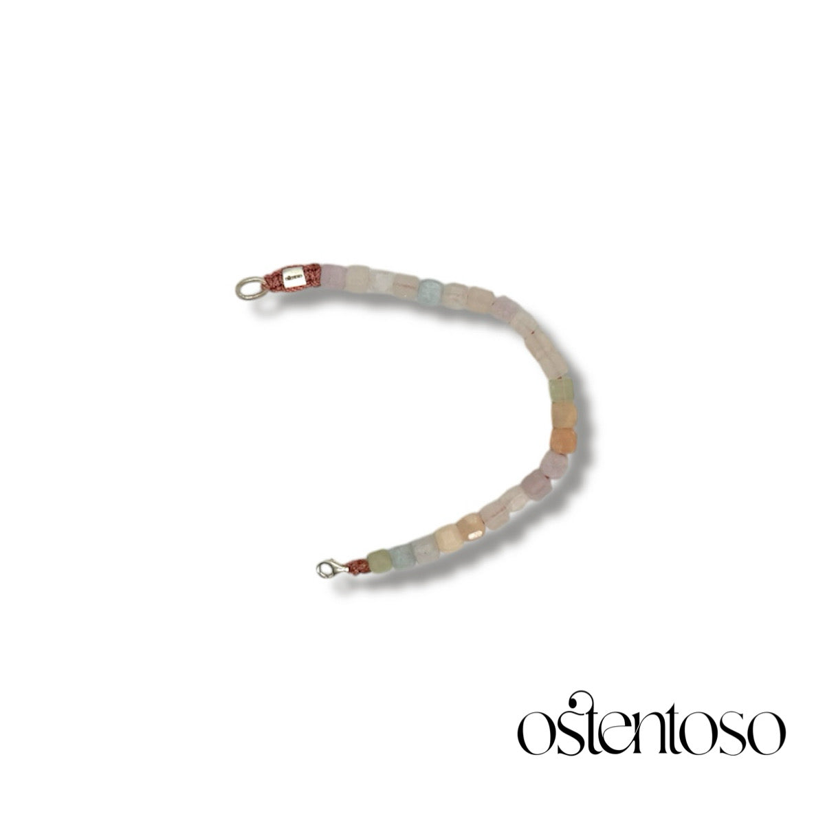 Bracelet cubique en béryl morganite taille n° 6 mm.