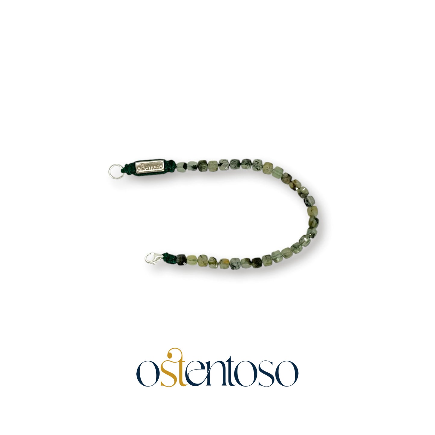 Bracelet en préhnite cubique facettée taille n°4 mm.