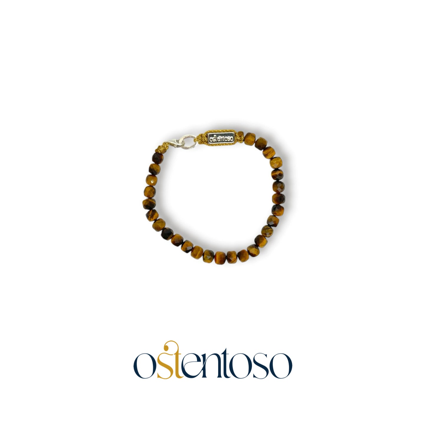 Bracelet oeil de tigre doré cubique facetté taille n°6 mm.