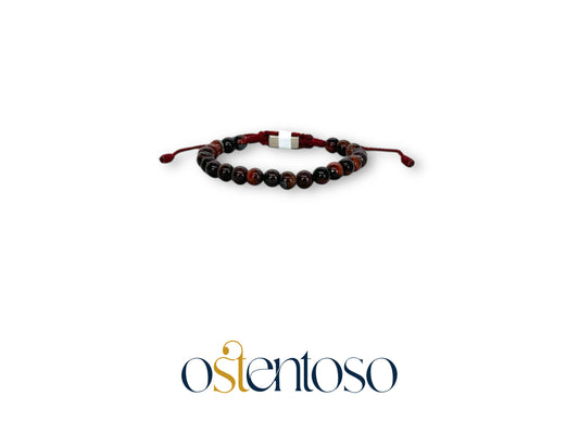 Bracelet sphérique oeil de tigre rouge taille n°6 mm.