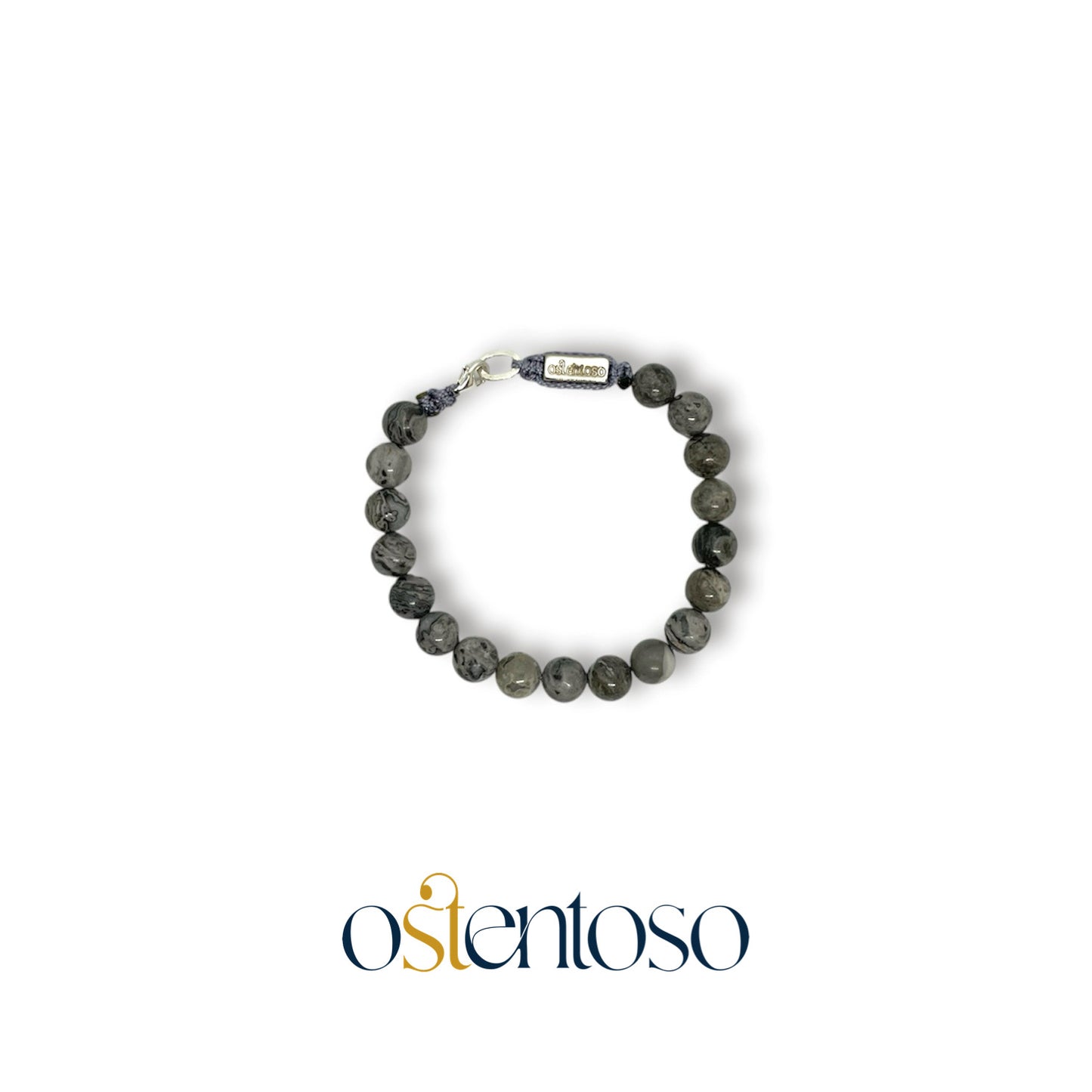 Bracelet Jaspe Gris Sphérique taille n°6 mm.