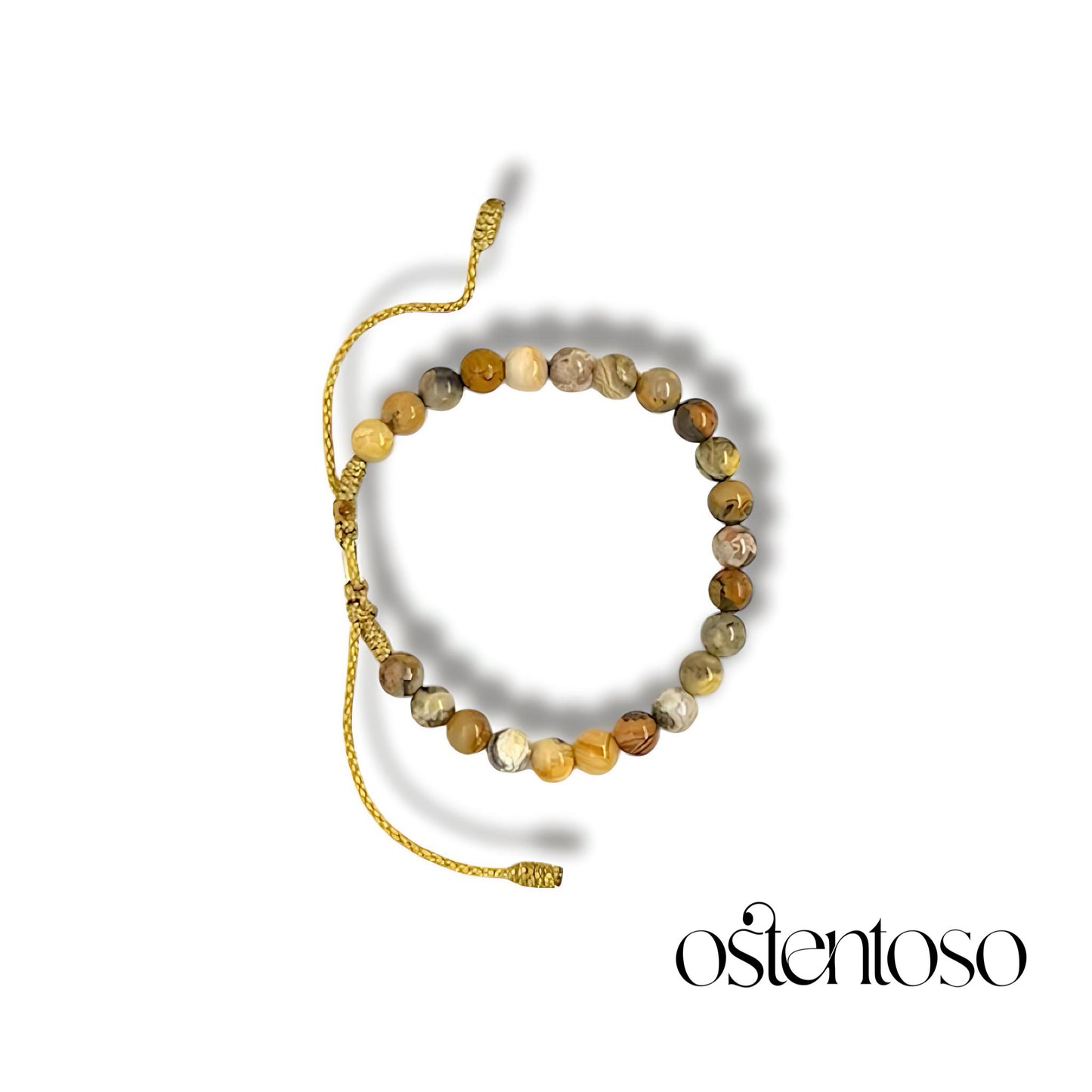 Pulsera Agata Amarilla Tipo Leopardita esférica tamaño No. 6 mm.