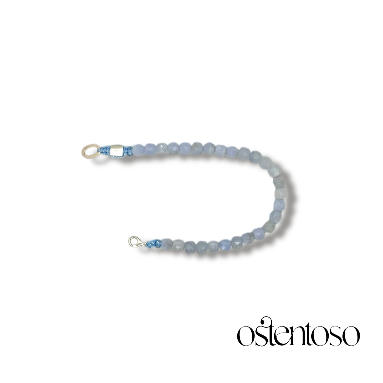 Brazalete Agata Lazo Azul (Blue Lace) cúbica tamaño No. 6 mm.