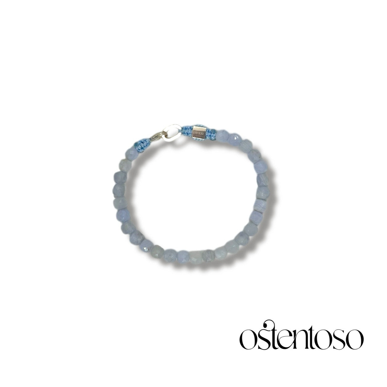 Brazalete Agata Lazo Azul (Blue Lace) cúbica tamaño No. 6 mm.