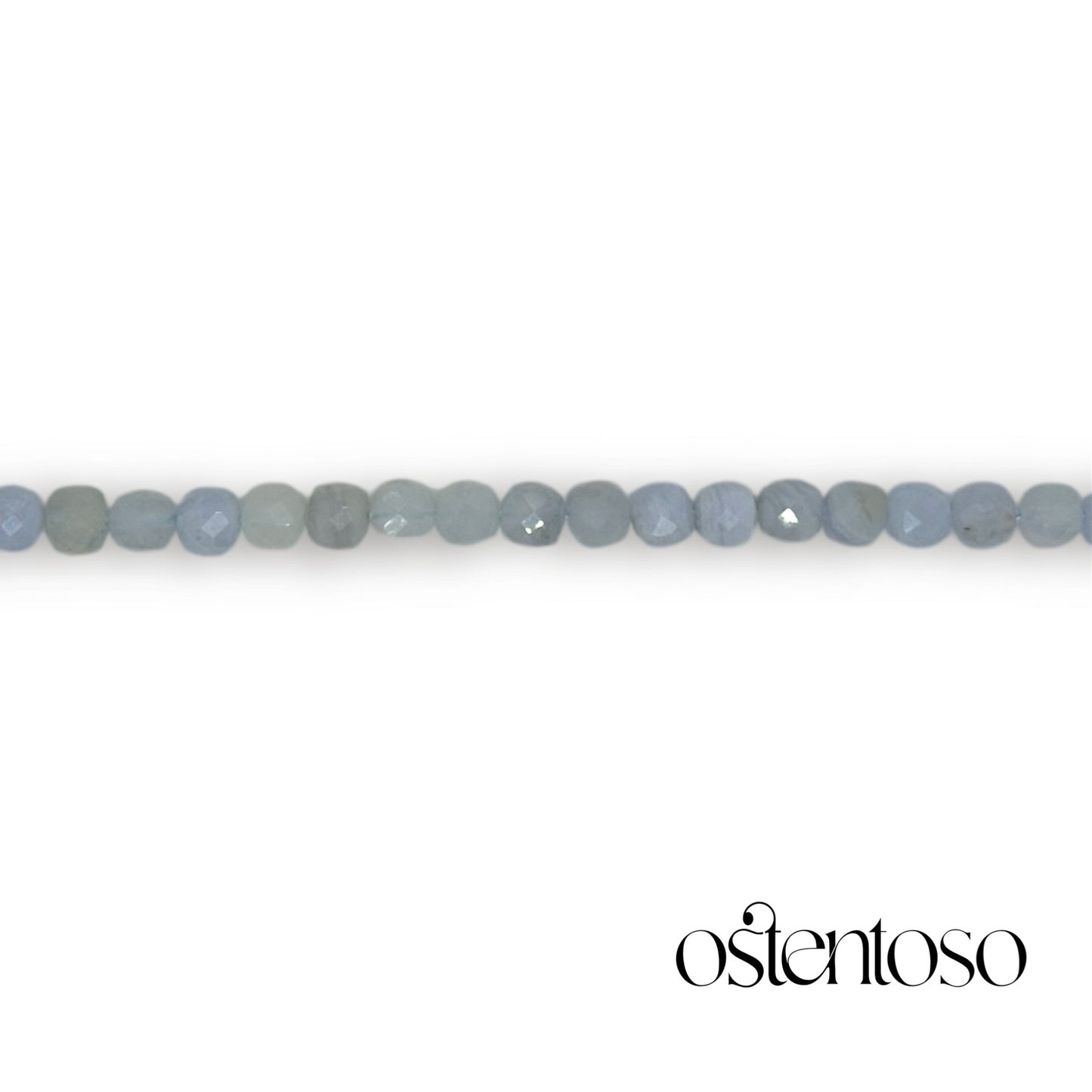 Brazalete Agata Lazo Azul (Blue Lace) cúbica tamaño No. 6 mm.