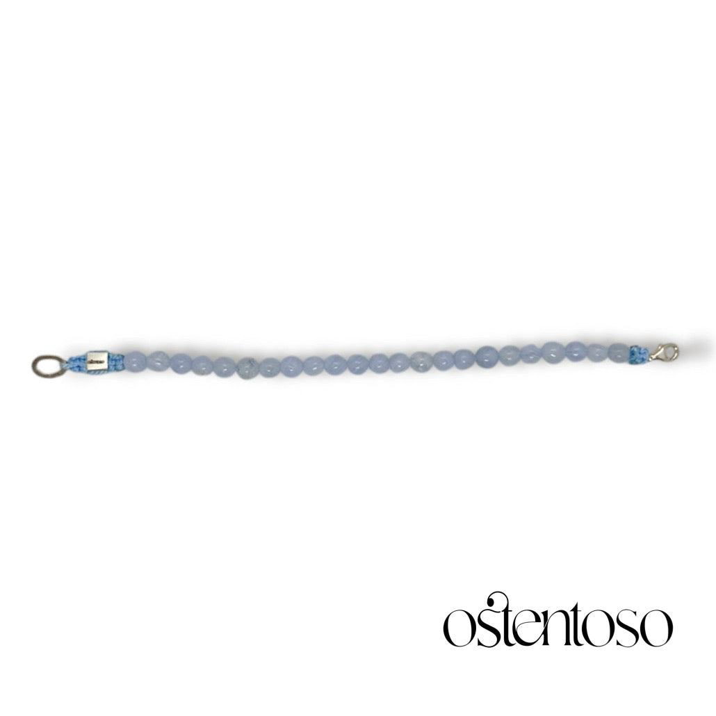 Bracelet Agate Dentelle Bleue taille sphérique n°6 mm.