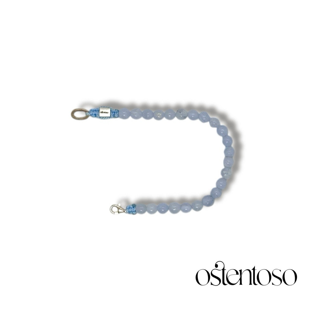 Bracelet Agate Dentelle Bleue taille sphérique n°6 mm.