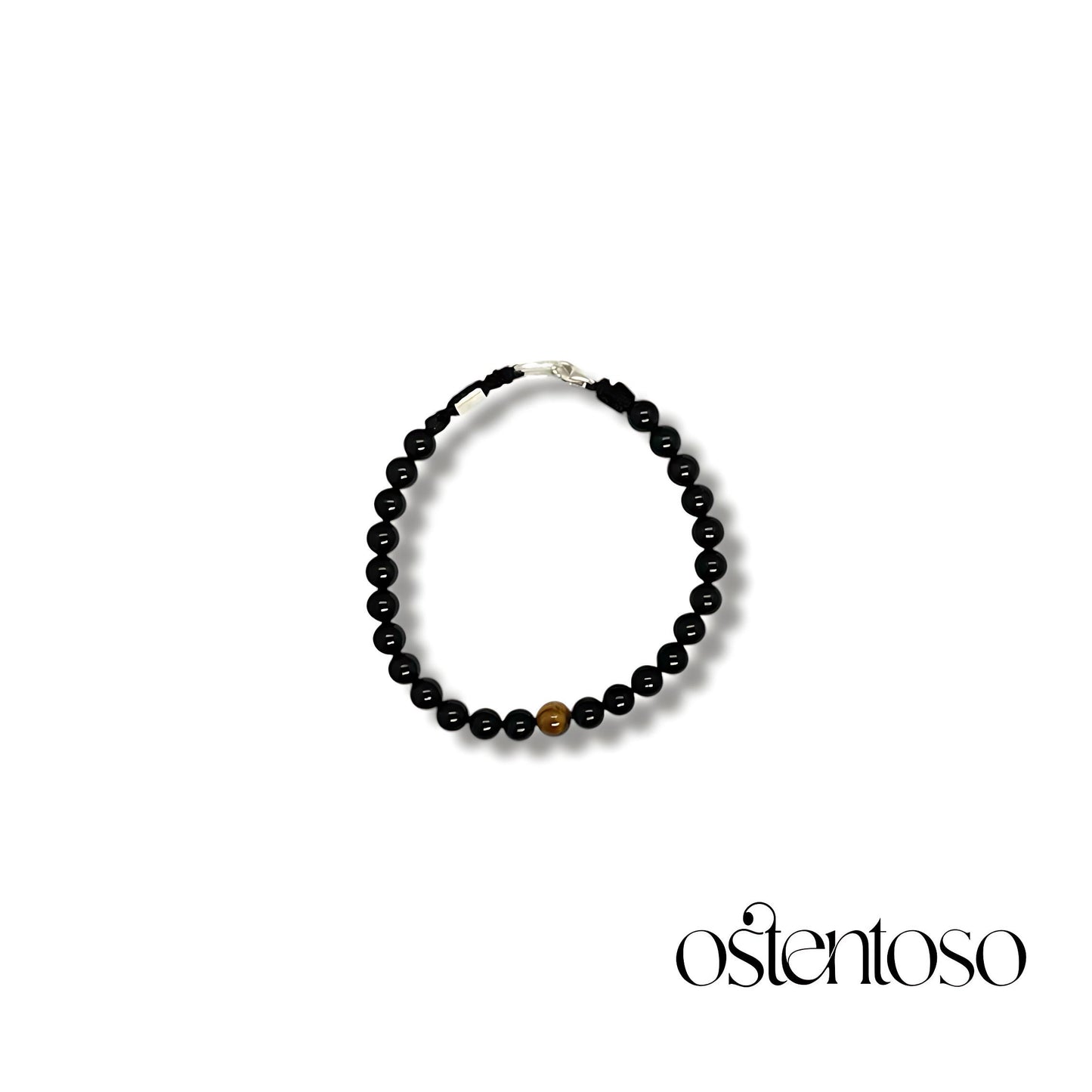 Shiny black spherical onyx bracelet size No. 6 mm.