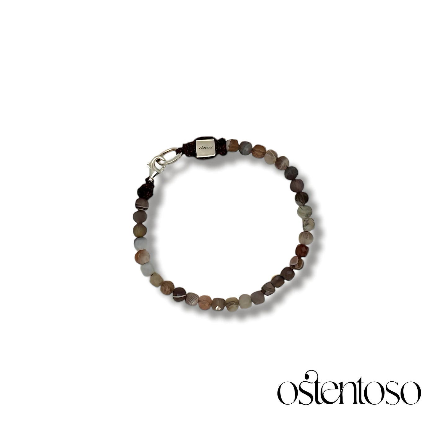 Brazalete Agata Botswana cubica facetada tamaño No. 4 mm.