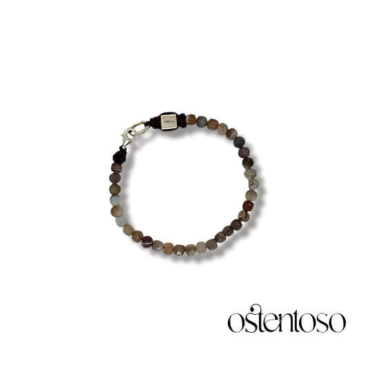 Bracelet Agate du Botswana cubique facetté taille n°4 mm.