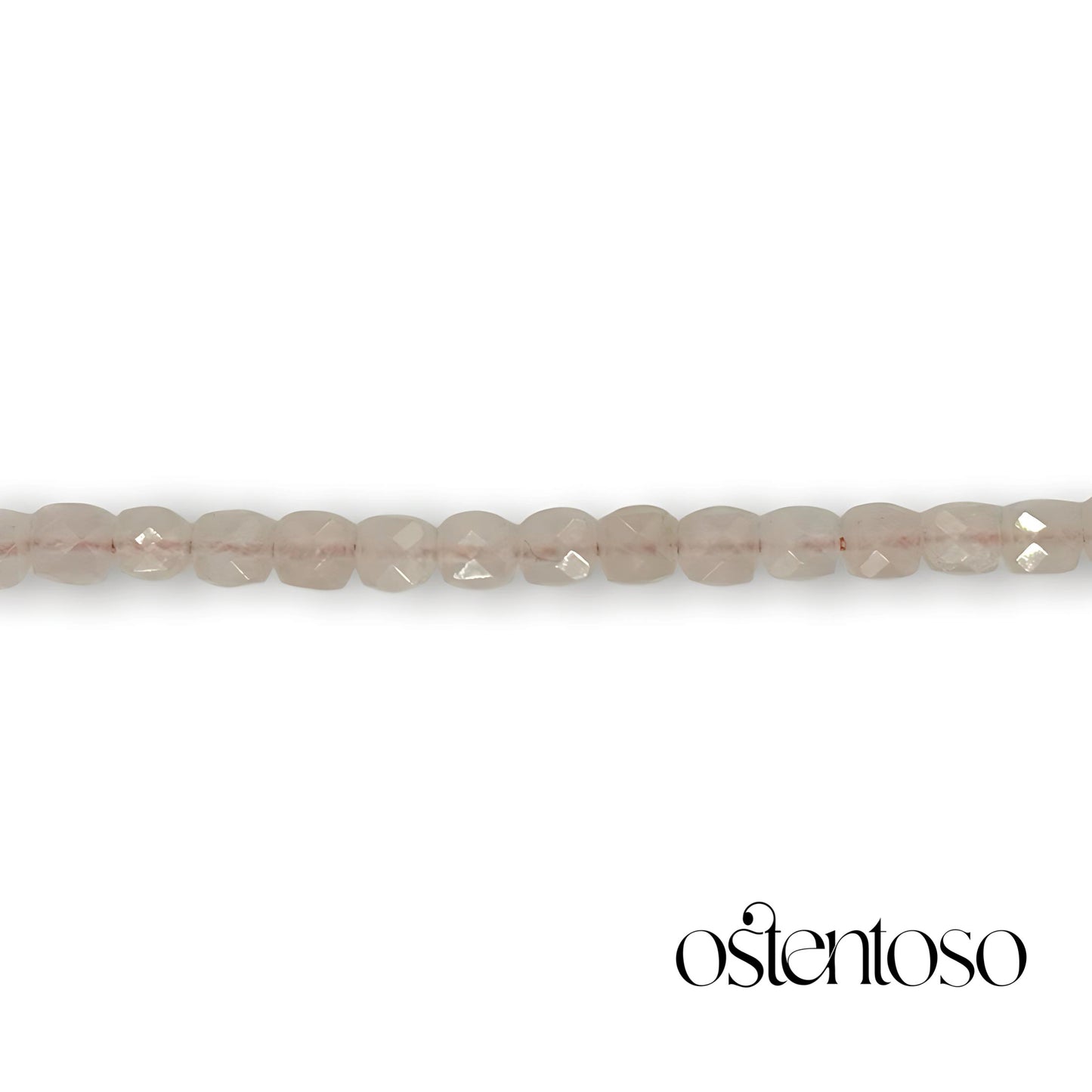 Pulsera Cuarzo Rosa cubico facetado tamaño No. 6 mm.