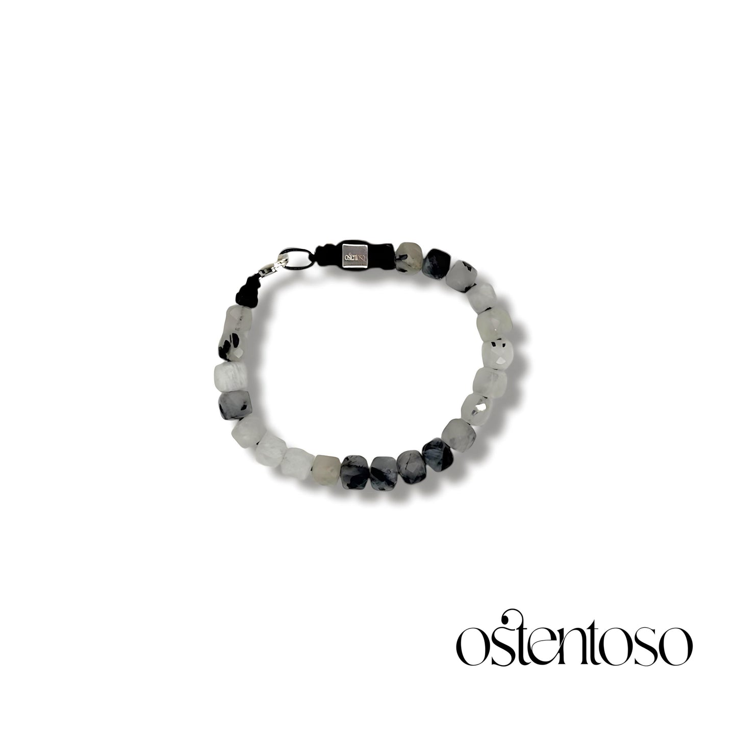 Bracelet quartz tourmaliné cubique facetté taille n°6 mm.