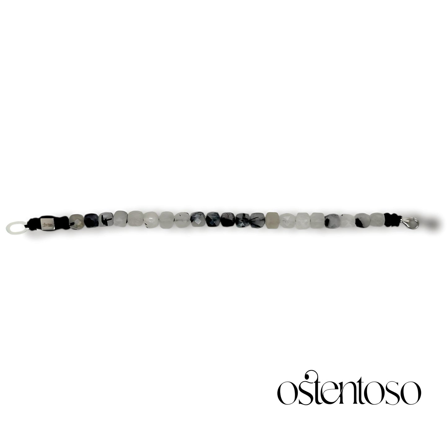 Bracelet quartz tourmaliné cubique facetté taille n°6 mm.