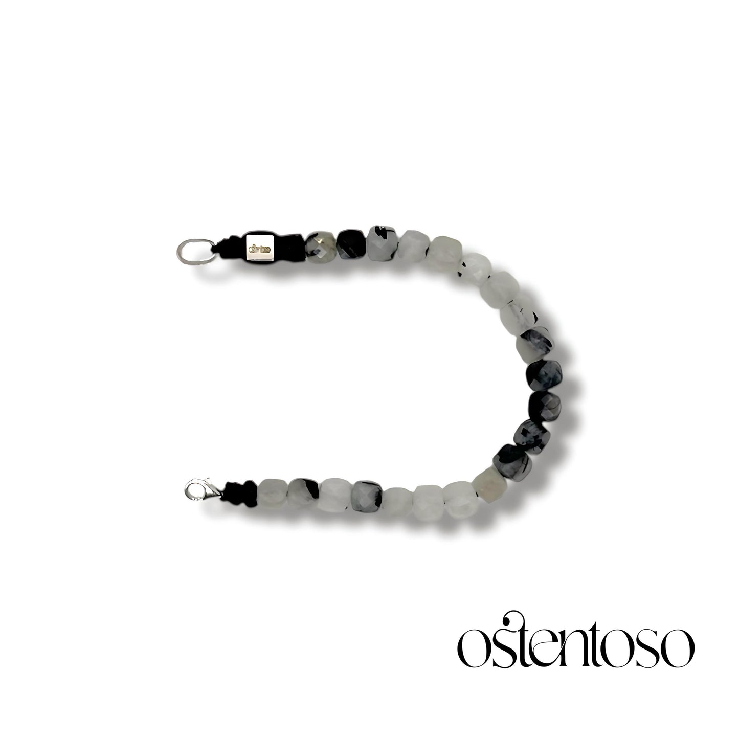Bracelet quartz tourmaliné cubique facetté taille n°6 mm.