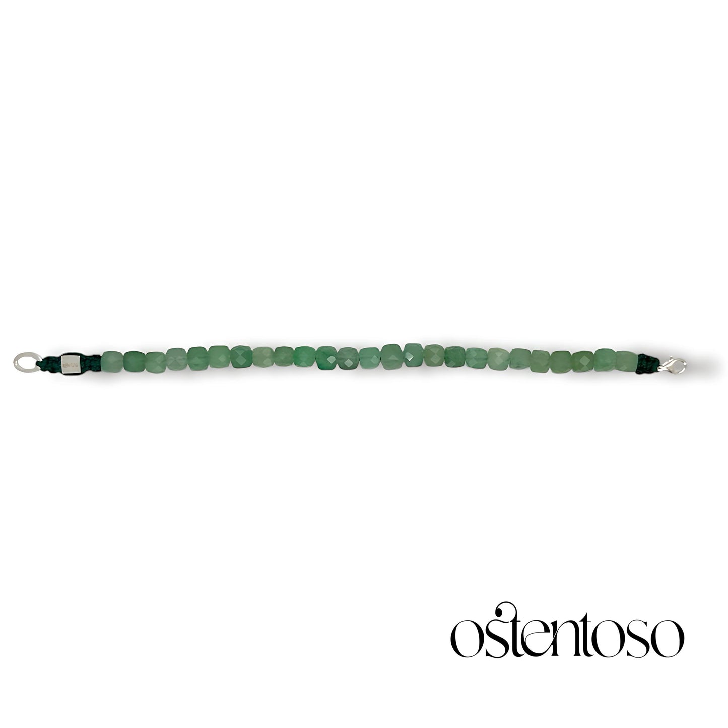 Faceted cubic Green Jade Bracelet size No. 6 mm.