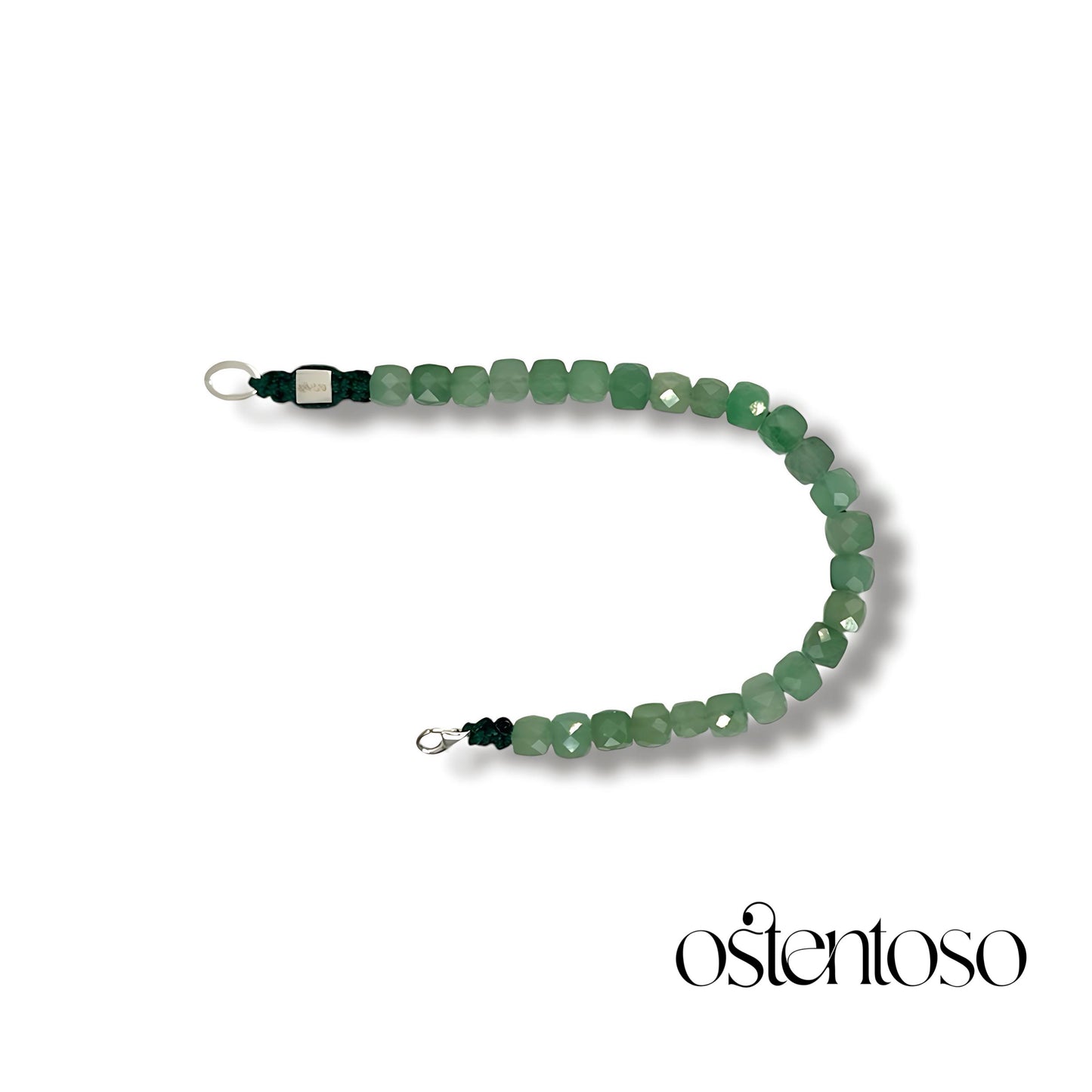 Faceted cubic Green Jade Bracelet size No. 6 mm.