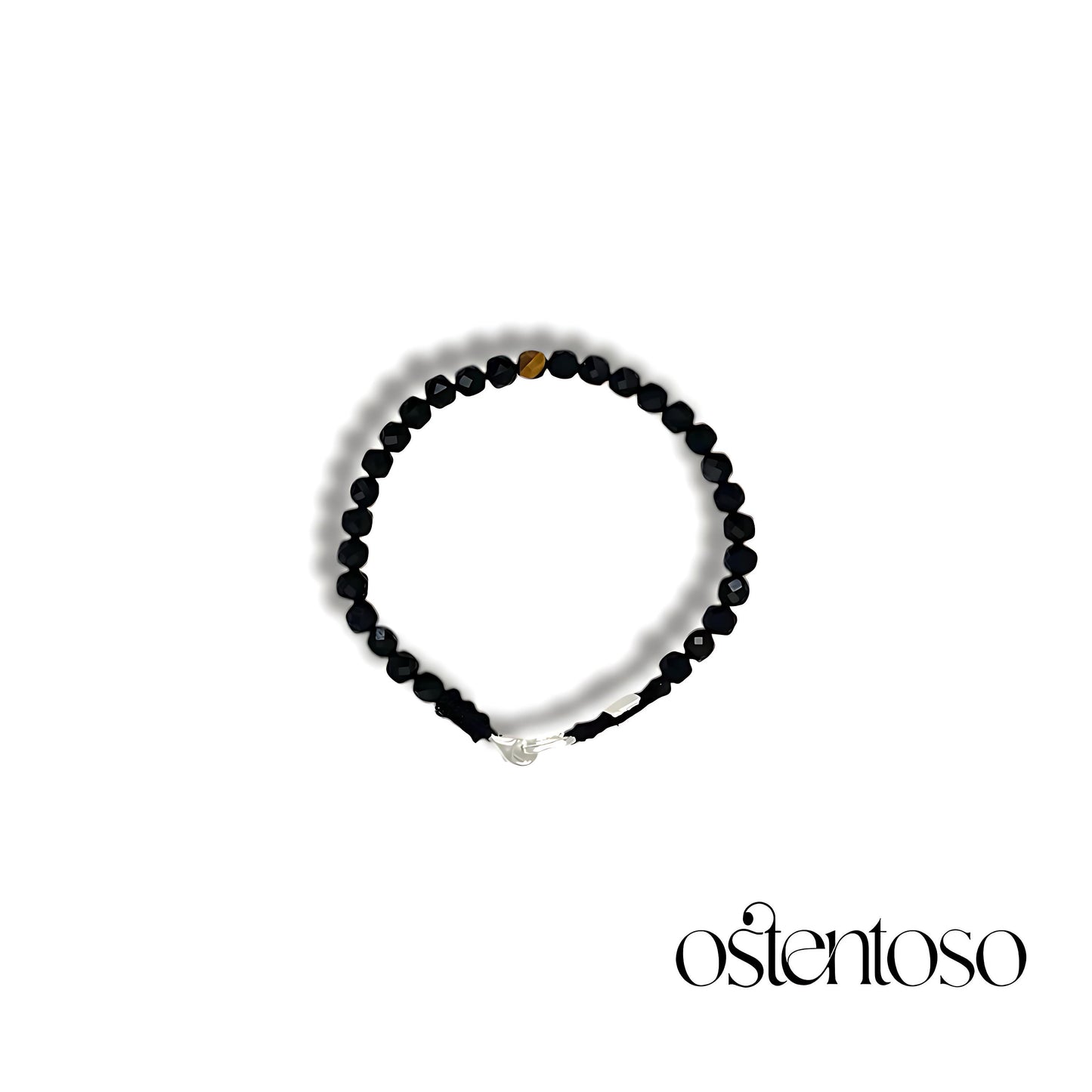 Black Onyx bracelet shiny faceted cubic size No. 6 mm.