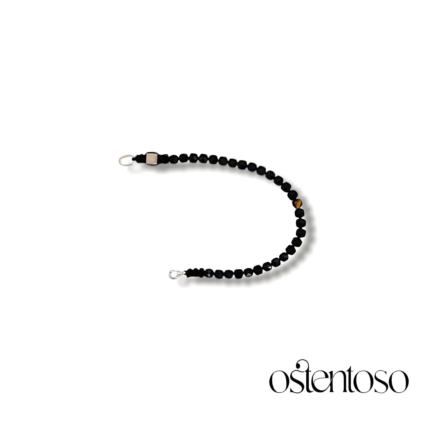 Black Onyx bracelet shiny faceted cubic size No. 6 mm.