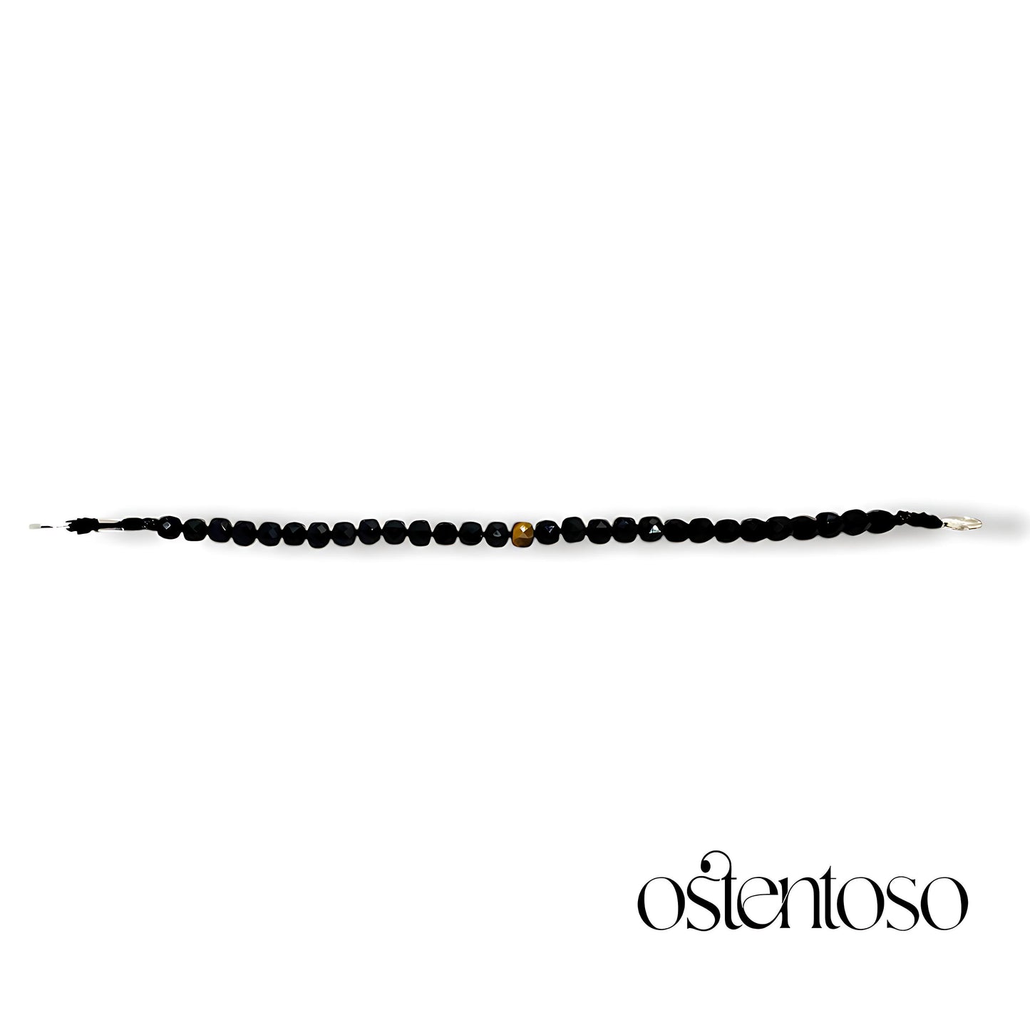 Black Onyx bracelet shiny faceted cubic size No. 6 mm.