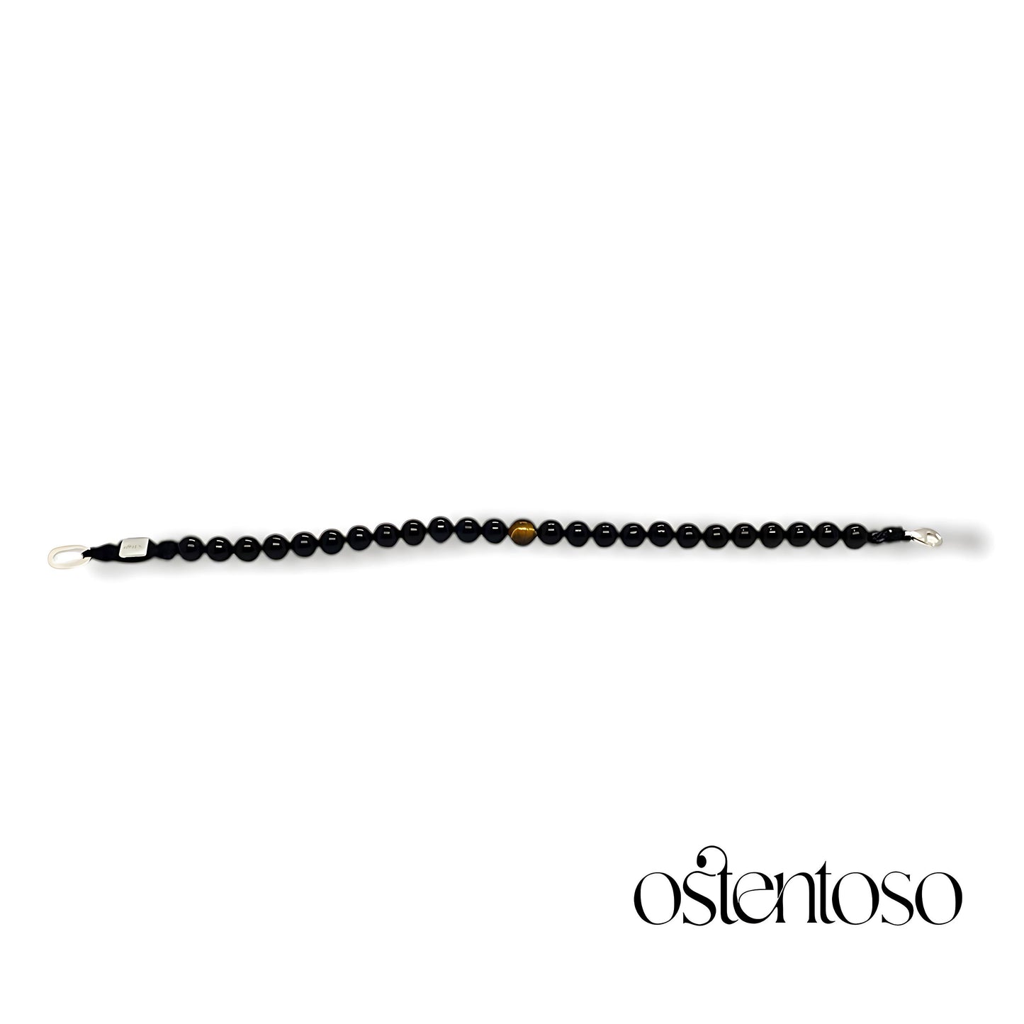Shiny black spherical onyx bracelet size No. 6 mm.
