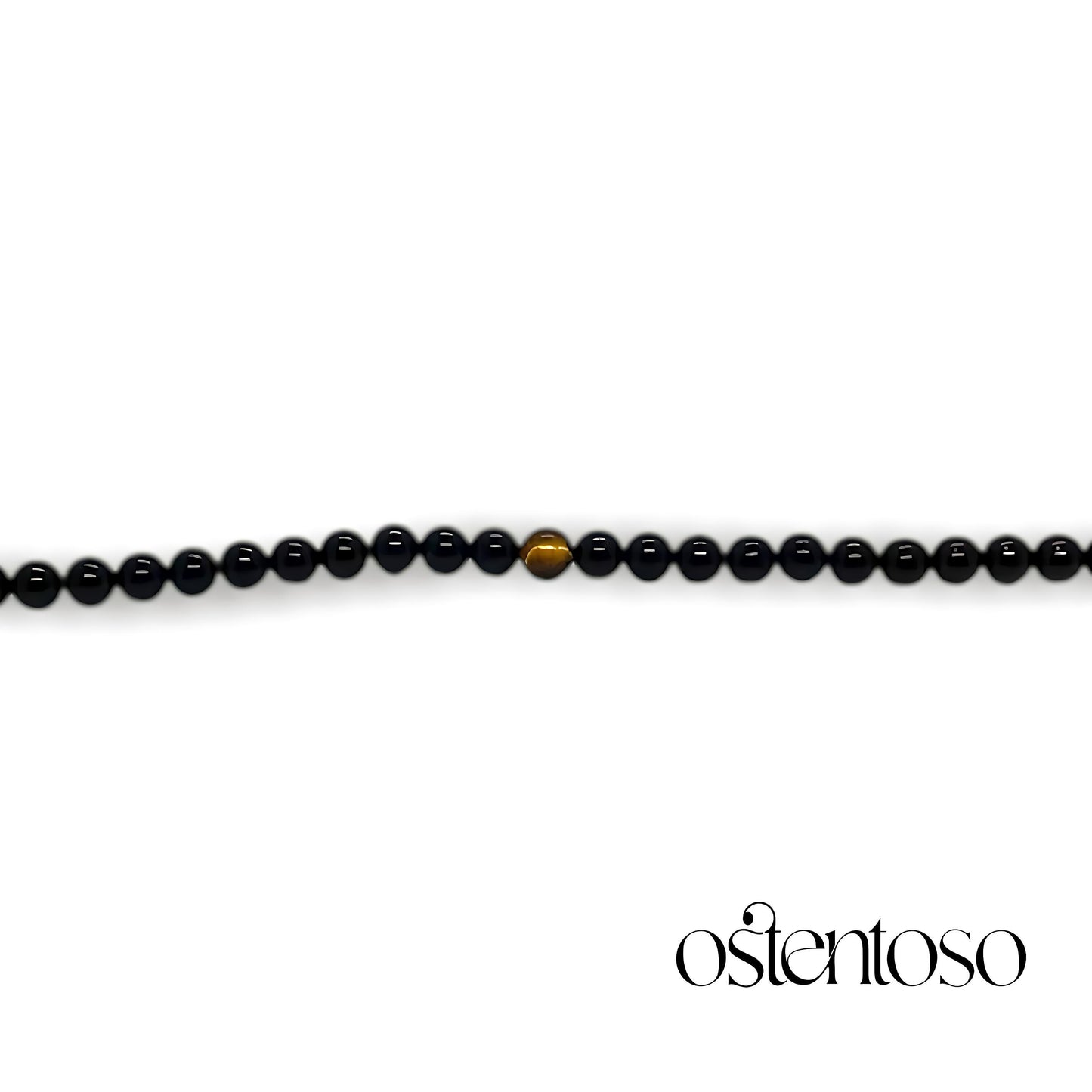 Shiny black spherical onyx bracelet size No. 6 mm.