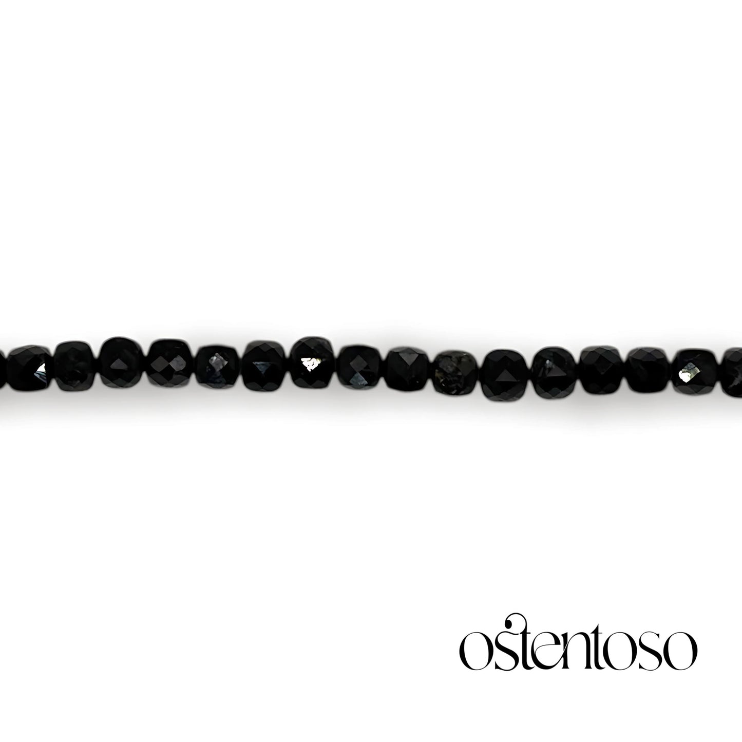 Pulsera Turmalina Negra cubica facetada tamaño No. 6 mm.
