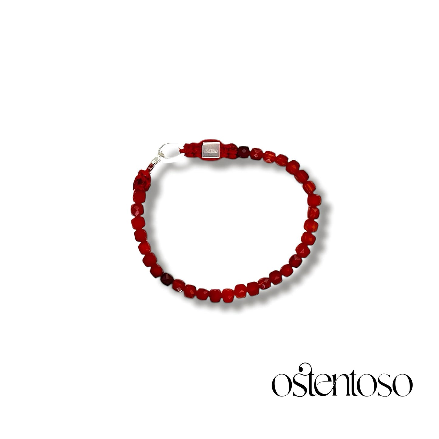Bracelet en cornaline veinée cubique taille n°4 mm.