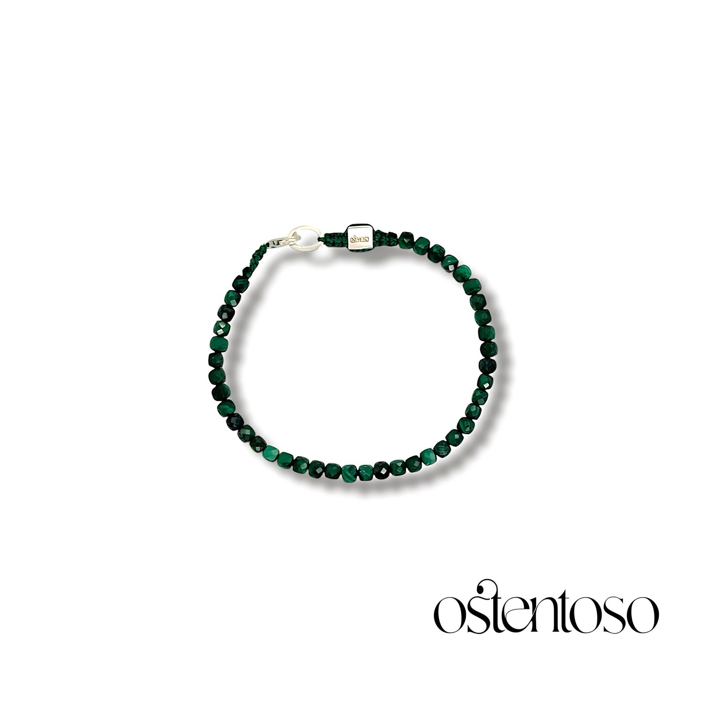 Brazalete Malaquita cubica facetada tamaño No. 4 mm.