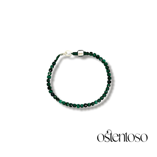 Brazalete Malaquita cubica facetada tamaño No. 4 mm.