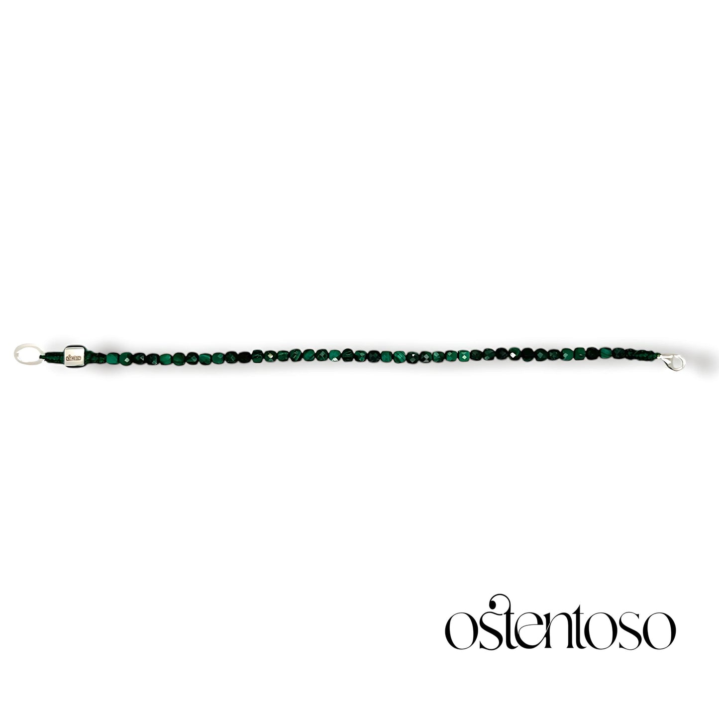 Brazalete Malaquita cubica facetada tamaño No. 4 mm.