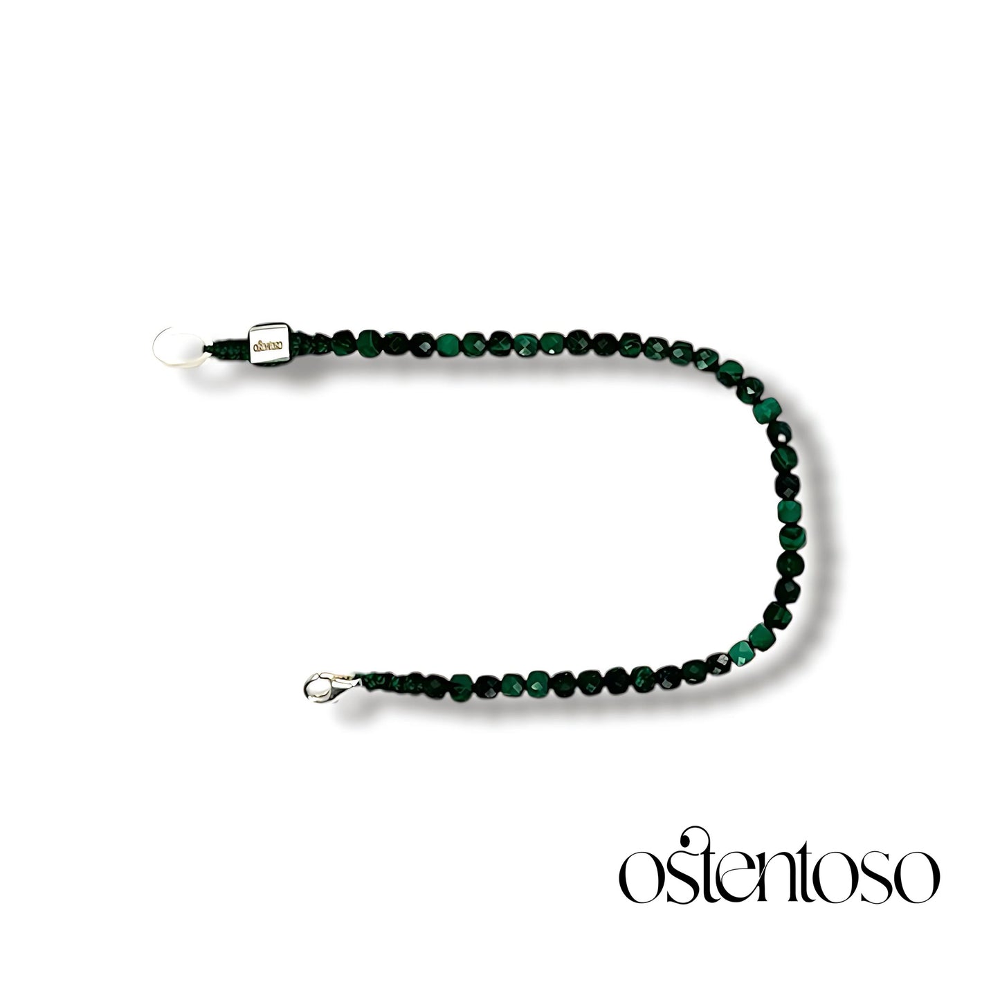 Brazalete Malaquita cubica facetada tamaño No. 4 mm.