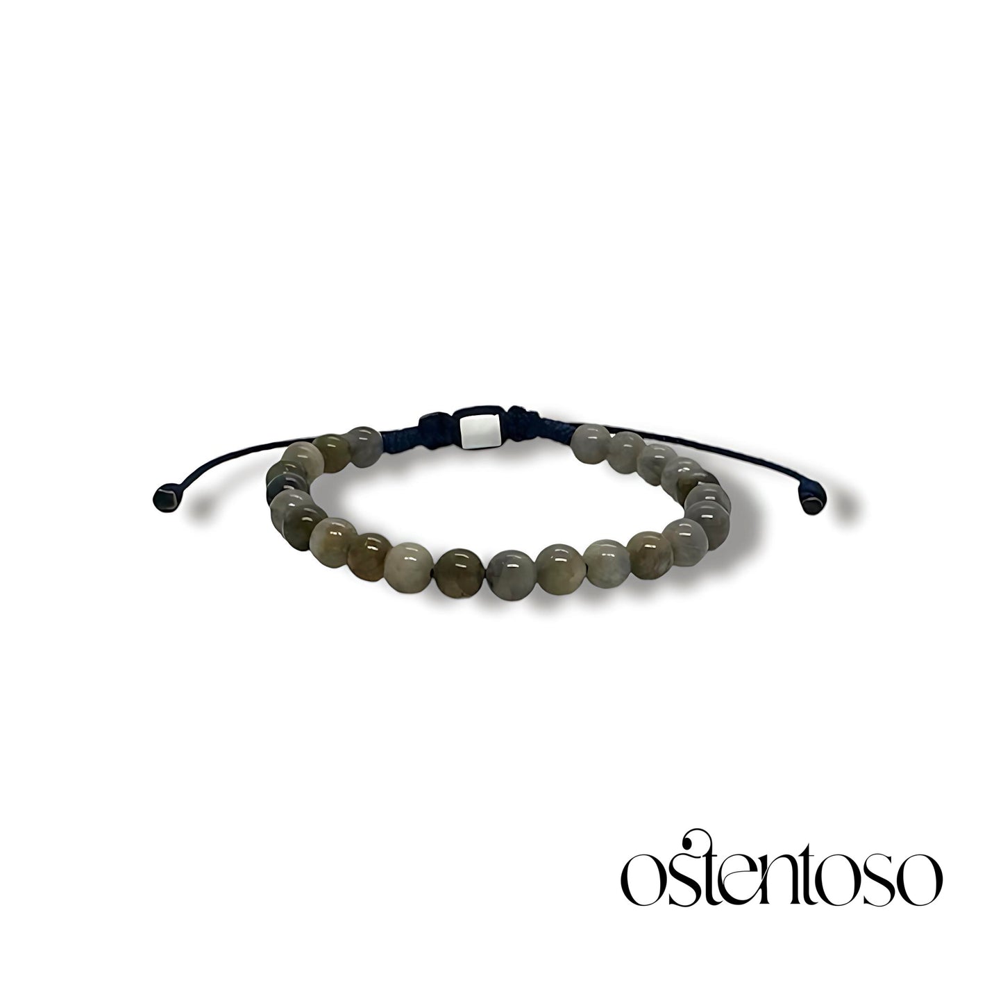 Semi-polished spherical Labradorite bracelet size No. 6 mm.