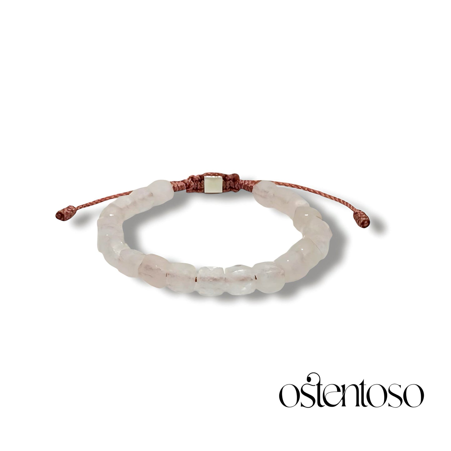 Pulsera Cuarzo Rosa cubico facetado tamaño No. 6 mm.