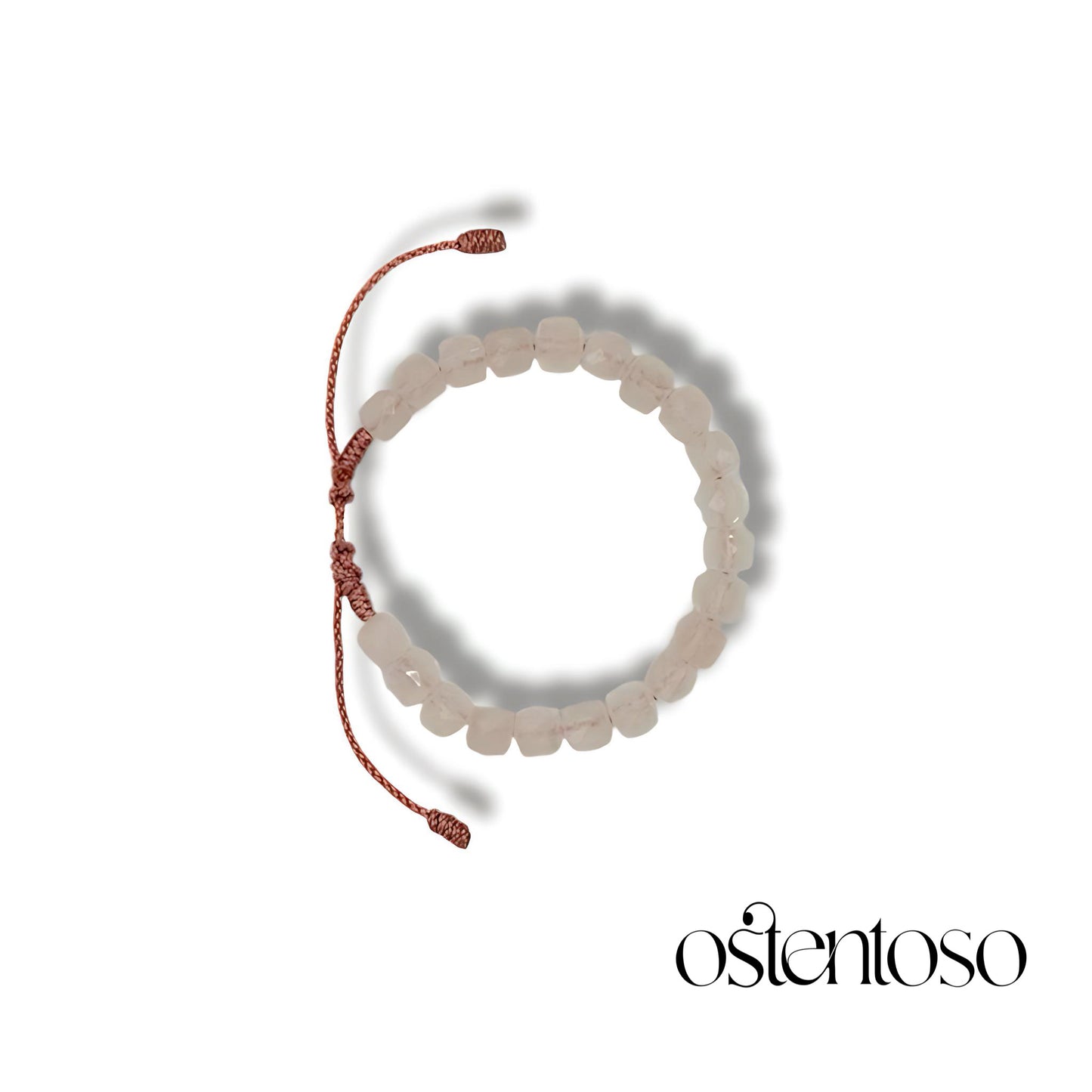 Pulsera Cuarzo Rosa cubico facetado tamaño No. 6 mm.