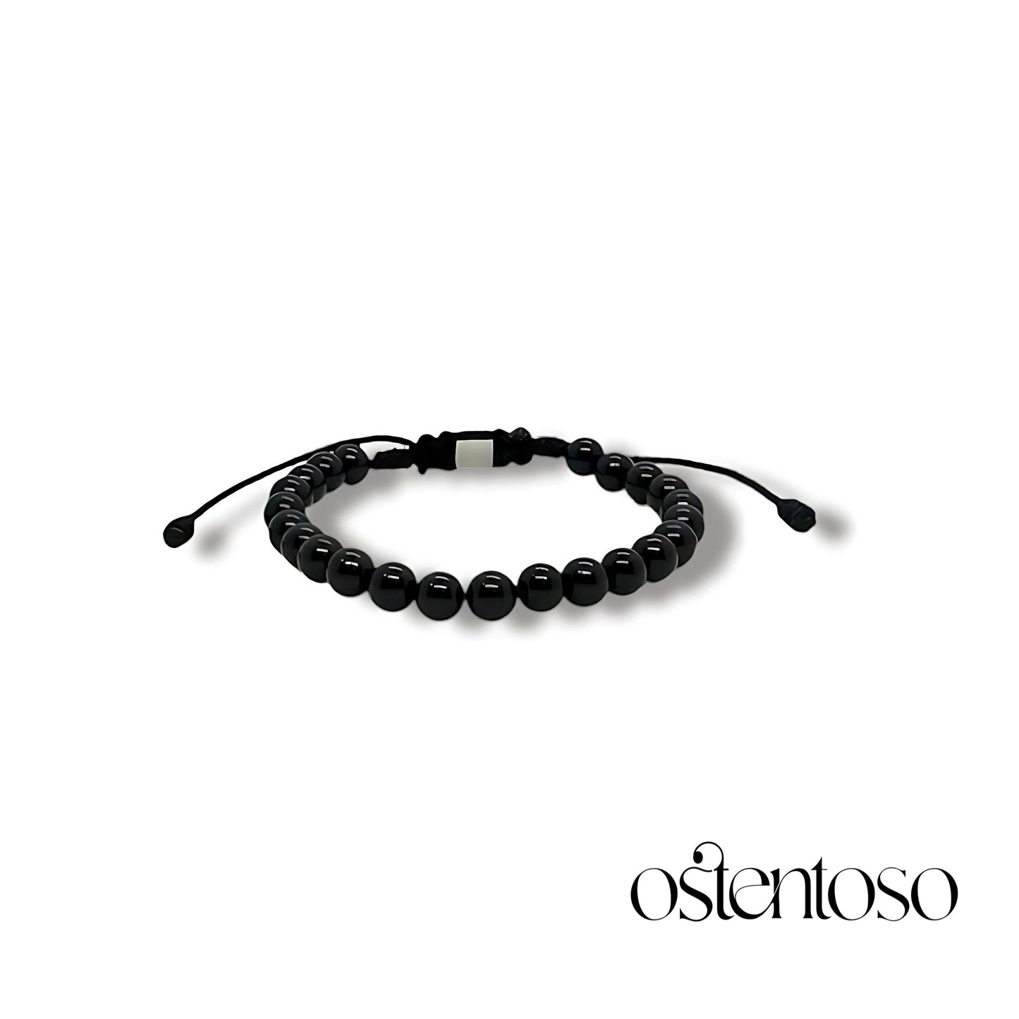 Pulsera Turmalina Negra esferica tamaño No. 6 mm.