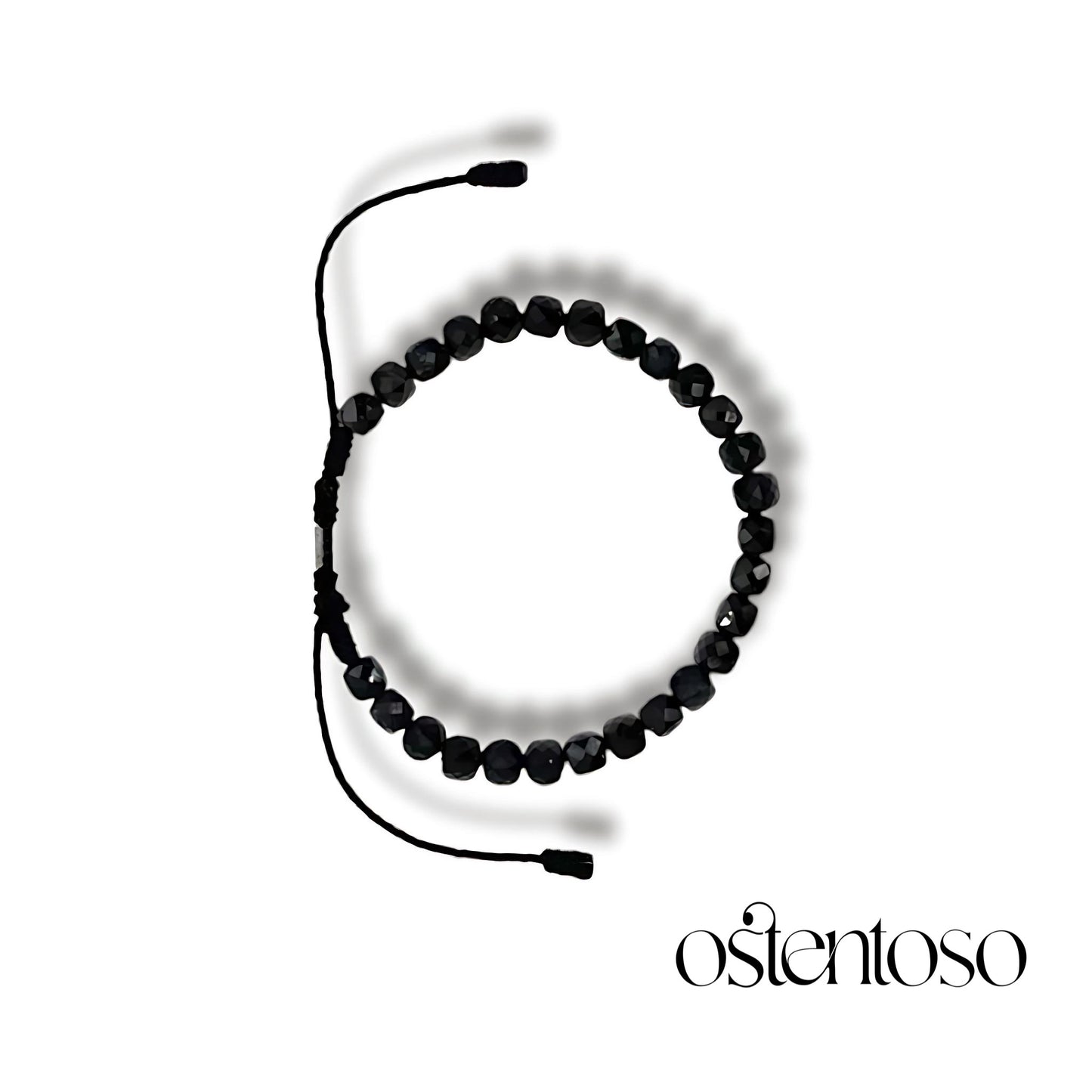 Pulsera Turmalina Negra cubica facetada tamaño No. 6 mm.