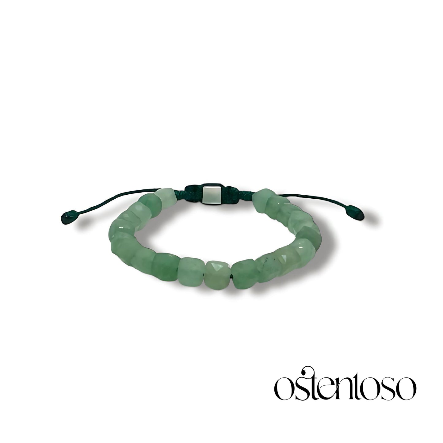 Faceted cubic green Jade bracelet size No. 6 mm.
