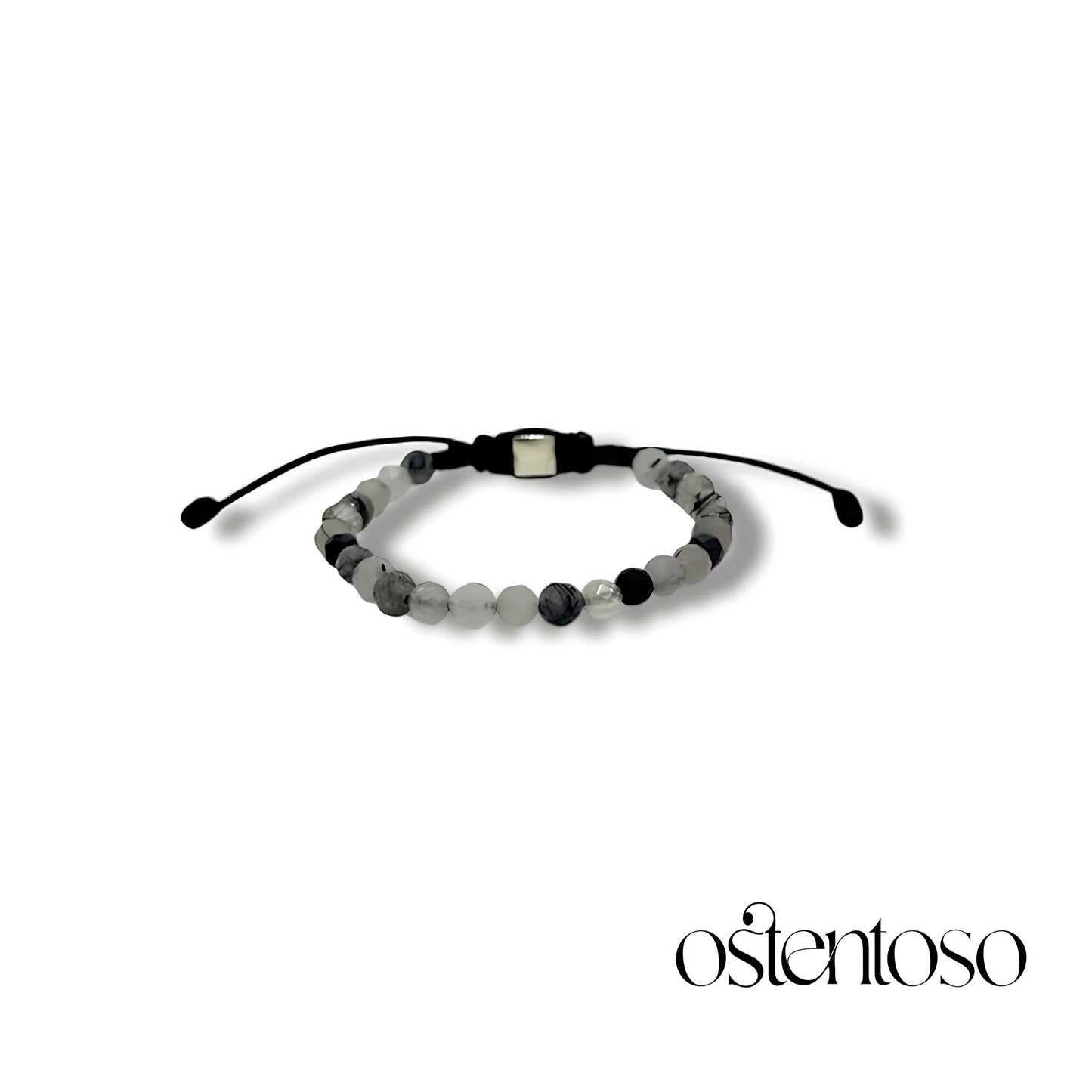 Faceted Tourmalinated Quartz Bracelet size No. 5 mm.