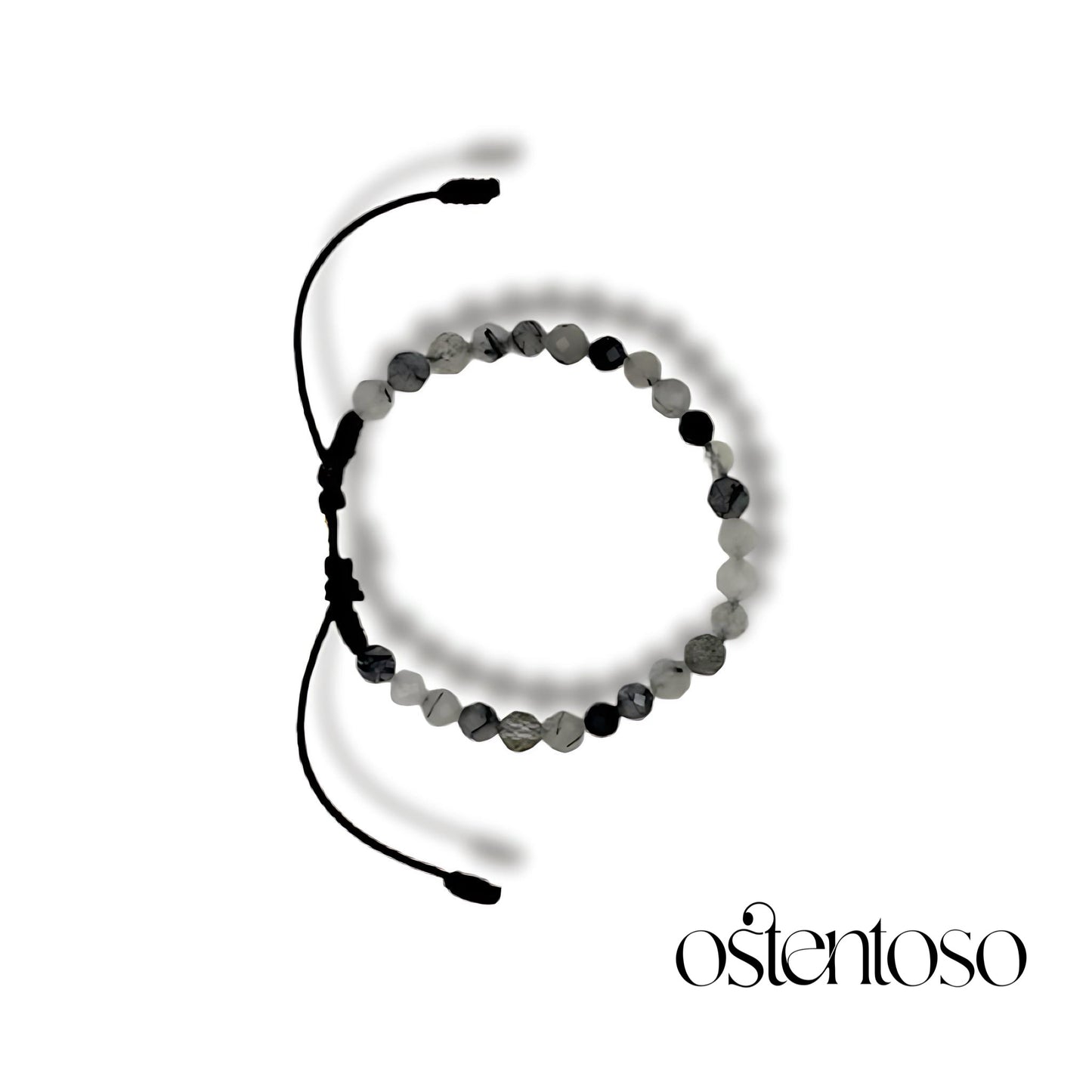 Faceted Tourmalinated Quartz Bracelet size No. 5 mm.
