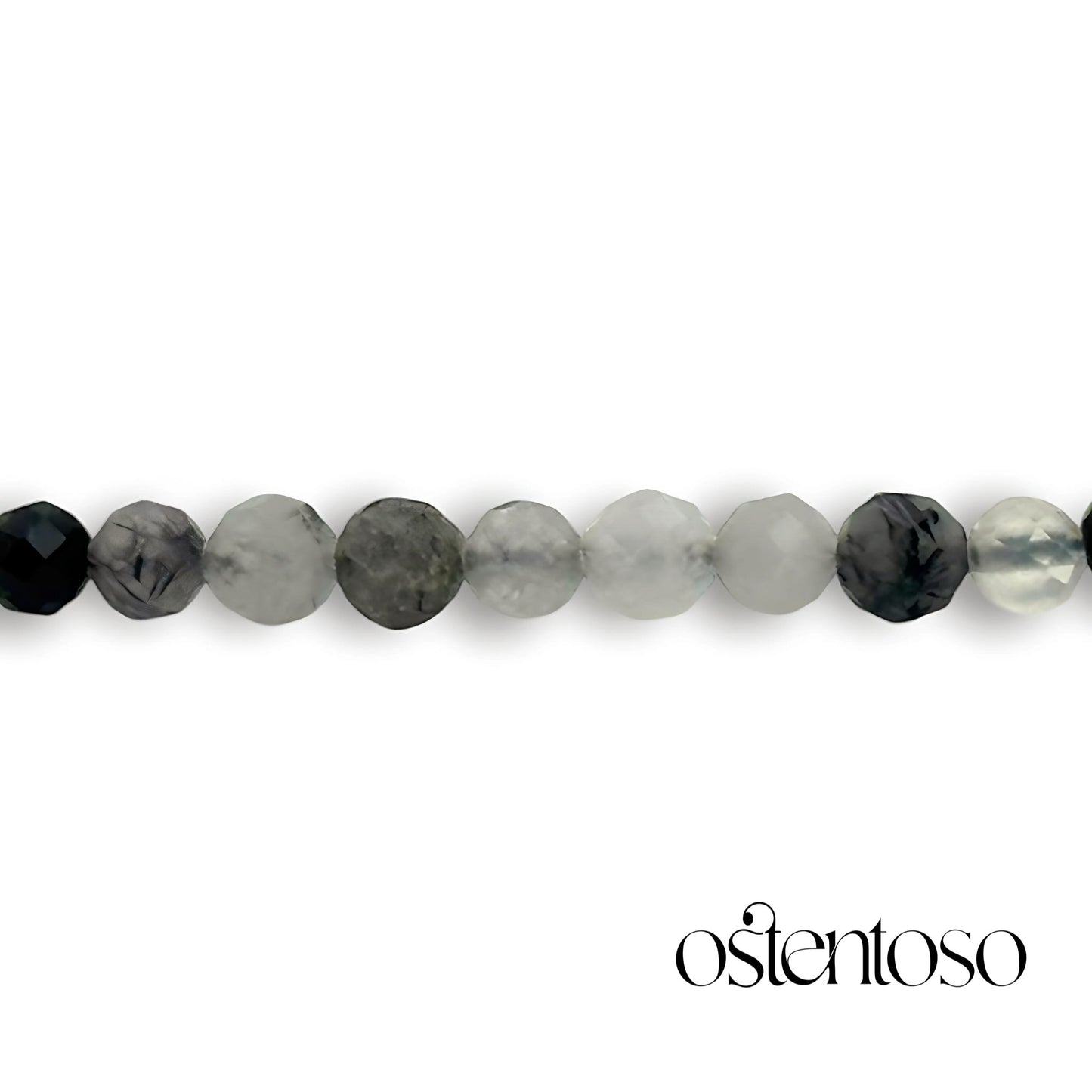 Faceted Tourmalinated Quartz Bracelet size No. 5 mm.
