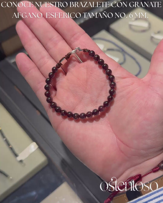 Bracelet sphérique en grenat afghan taille n°6 mm.