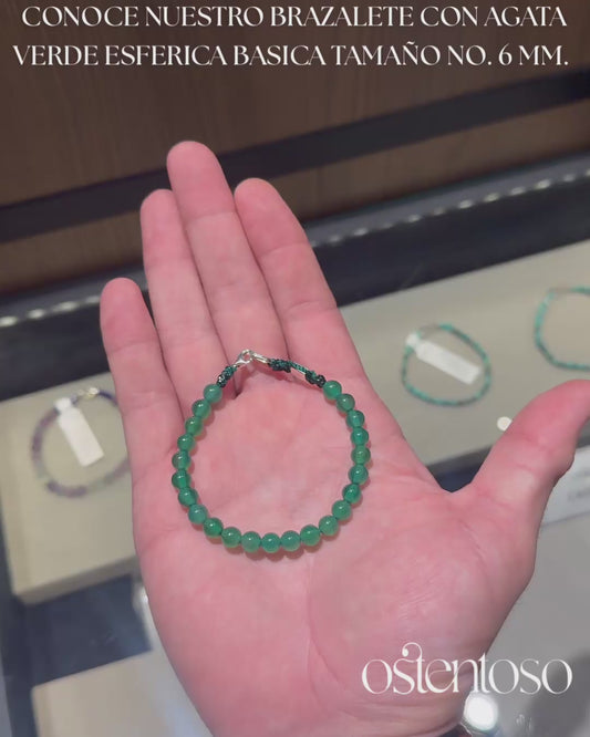 Bracelet sphérique en agate verte taille n°6 mm.