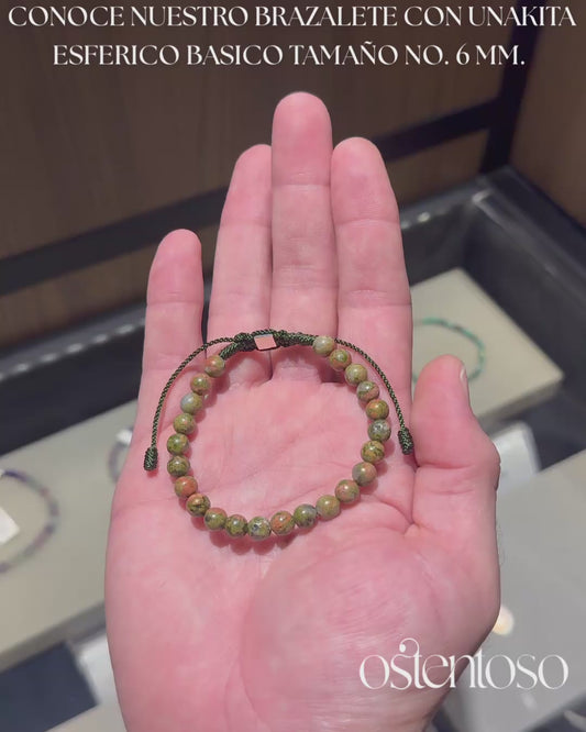 Bracelet sphérique Unakite taille n°6 mm.