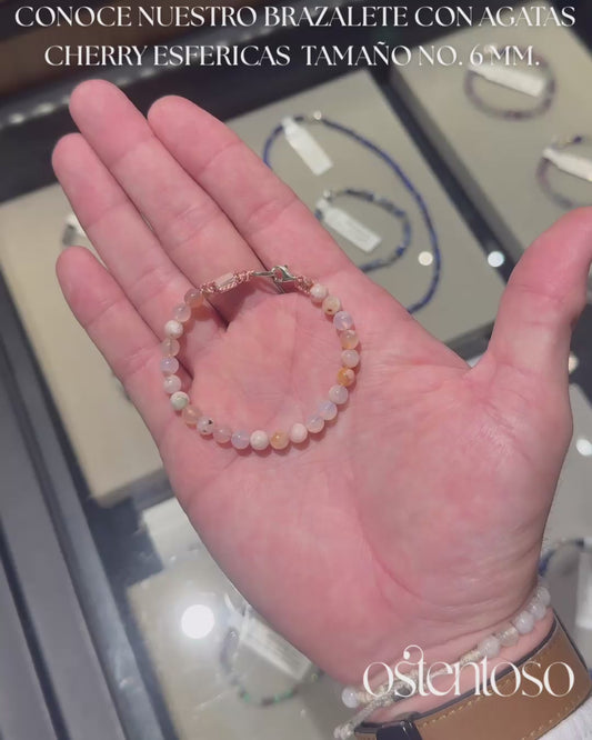 Bracelet sphérique en Agate cerise taille n°5.5. mm.