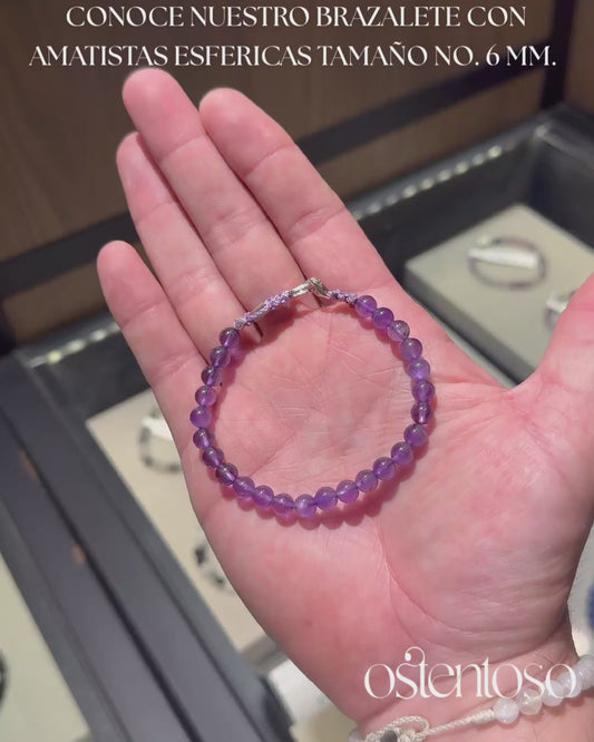 Bracelet améthyste sphérique taille n°6 mm.