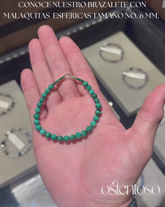 Bracelet Malachite sphérique taille n°6 mm.