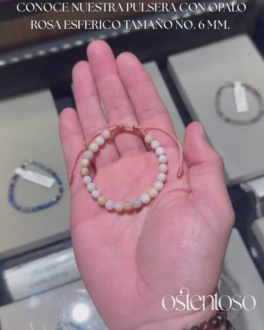 Bracelet sphérique en opale rose taille n° 6 mm.