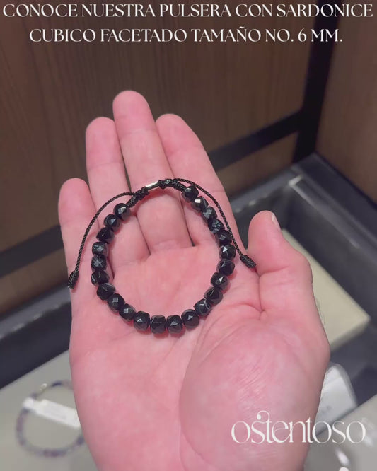 Bracelet cubique Sardonice taille n° 6 mm.