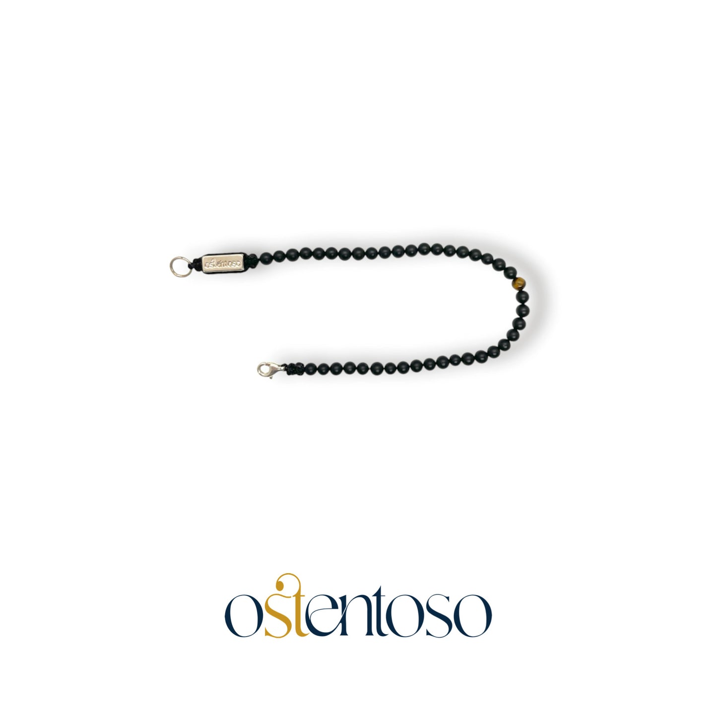 Bracelet sphérique en onyx noir mat taille n°4 mm.